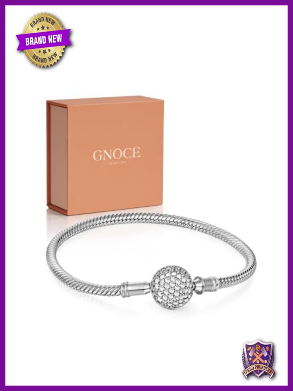 Genuine 925 Sterling Silver Charm Bracelet 18K Gold Plated Snake Chain Dainty